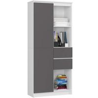 STANDREGAL Weiß, Graphit Grau 180/80/35 - Weiß, Holzwerkstoff (80/180/35cm) - RAUMHIRSCH FURNITURE