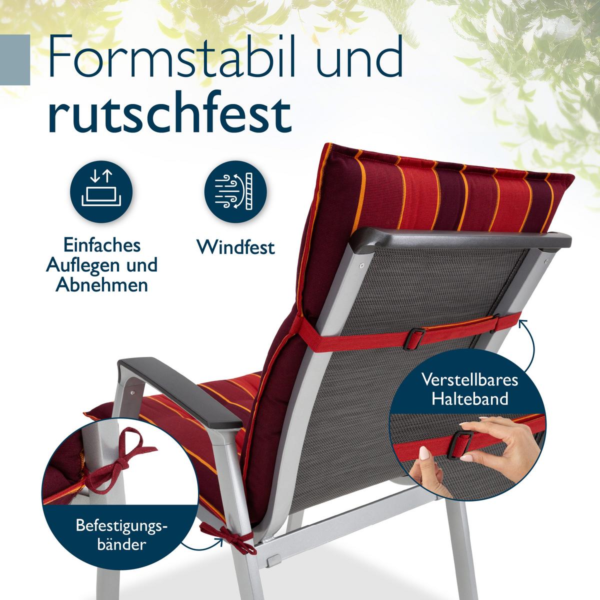 NIEDERLEHNER Sun-NL 105x50x8cm Rot-Gestreift (3tlg) - Rot, Textil (50/100cm) - Beautissu 