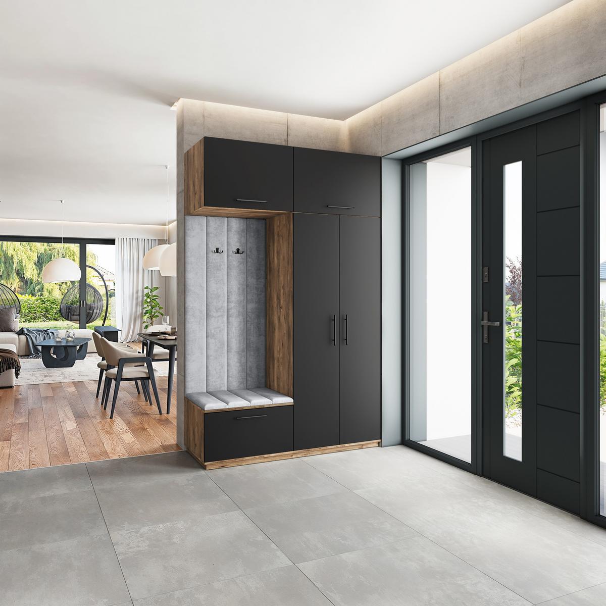 GARDEROBENSCHRANK REMA 150/240/60 cm Modern Eichefarben - Eichefarben/Hellgrau, Holzwerkstoff (150/240/60cm) - MASSENO