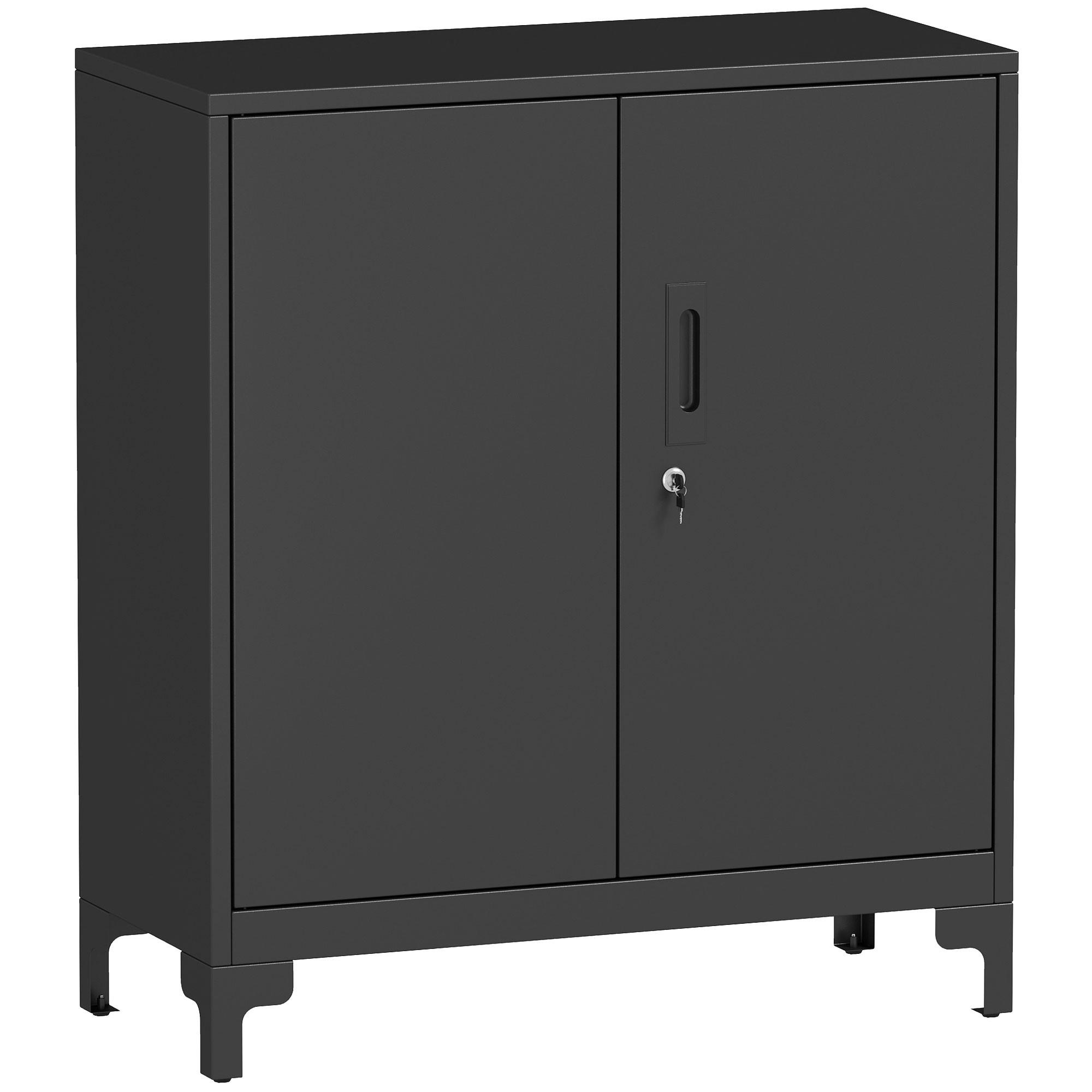 METALLSCHRANK Metall Schwarz - Schwarz, Metall (35/91/80cm) - HOMCOM
