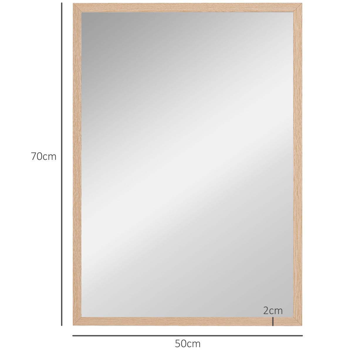 WANDSPIEGEL, 50 x 70 cm, Rahmen in Holzoptik, einfache Montage, inkl. Schrauben - Naturfarben, Holzwerkstoff (2/70/50cm) - HOMCOM