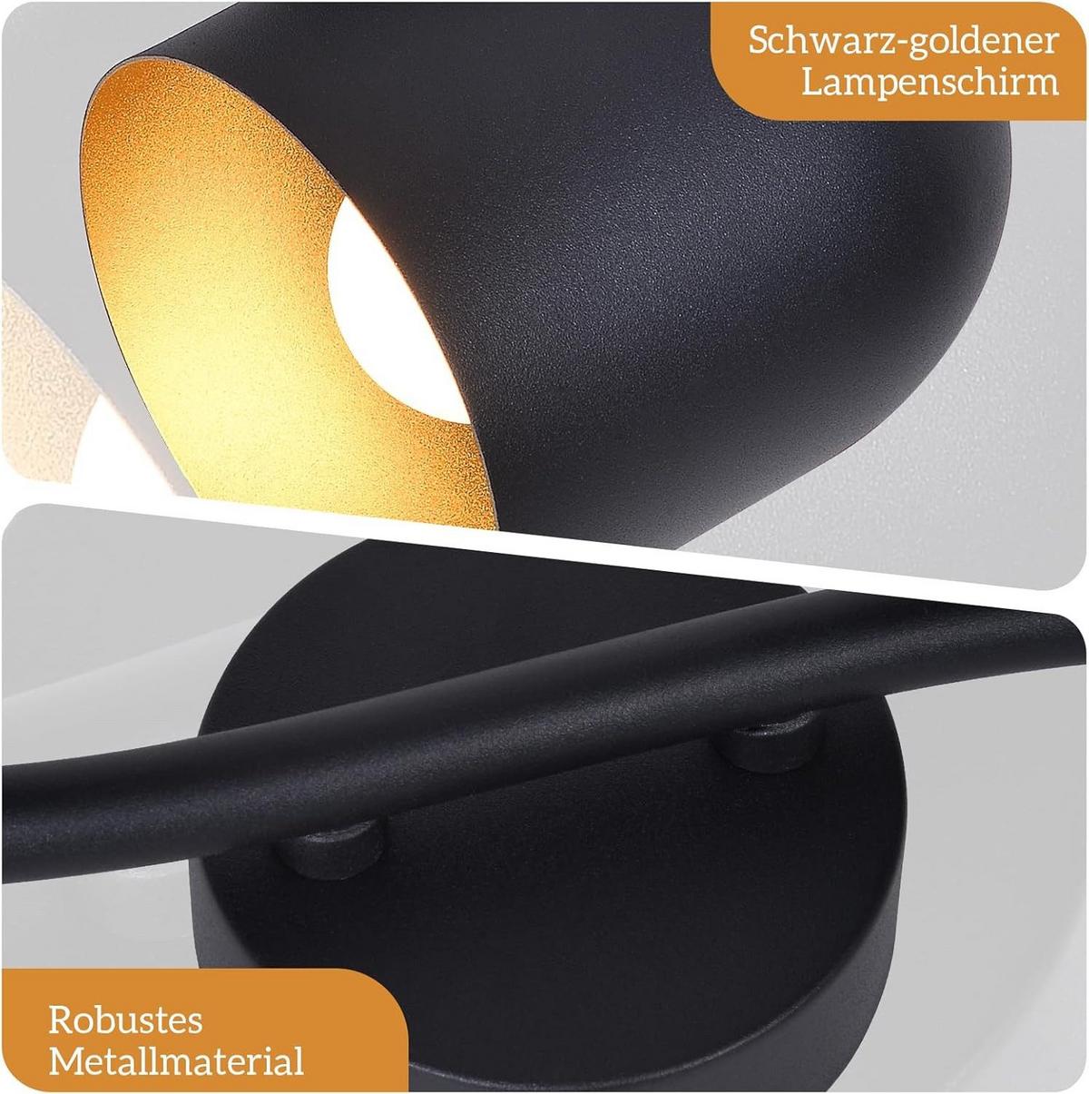 DECKENSTRAHLER Gera 2-flammig 28/12/21 cm - Schwarz, Metall (28/12/21cm) - Nettlife