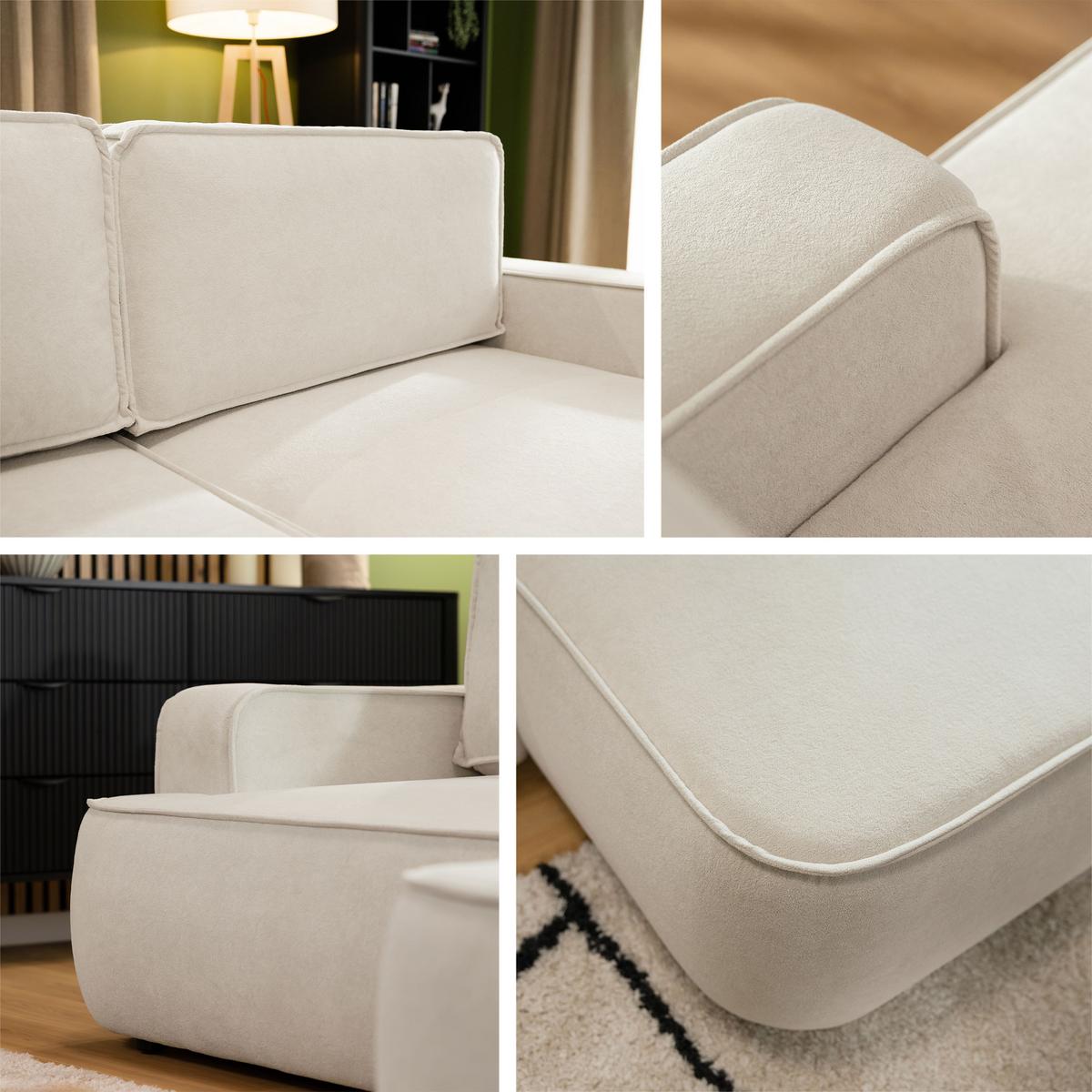 ECKSOFA Mono, Seite: Rechts - Hellbraun/Schwarz, Holz/Kunststoff (168/260cm) - MIRJAN24