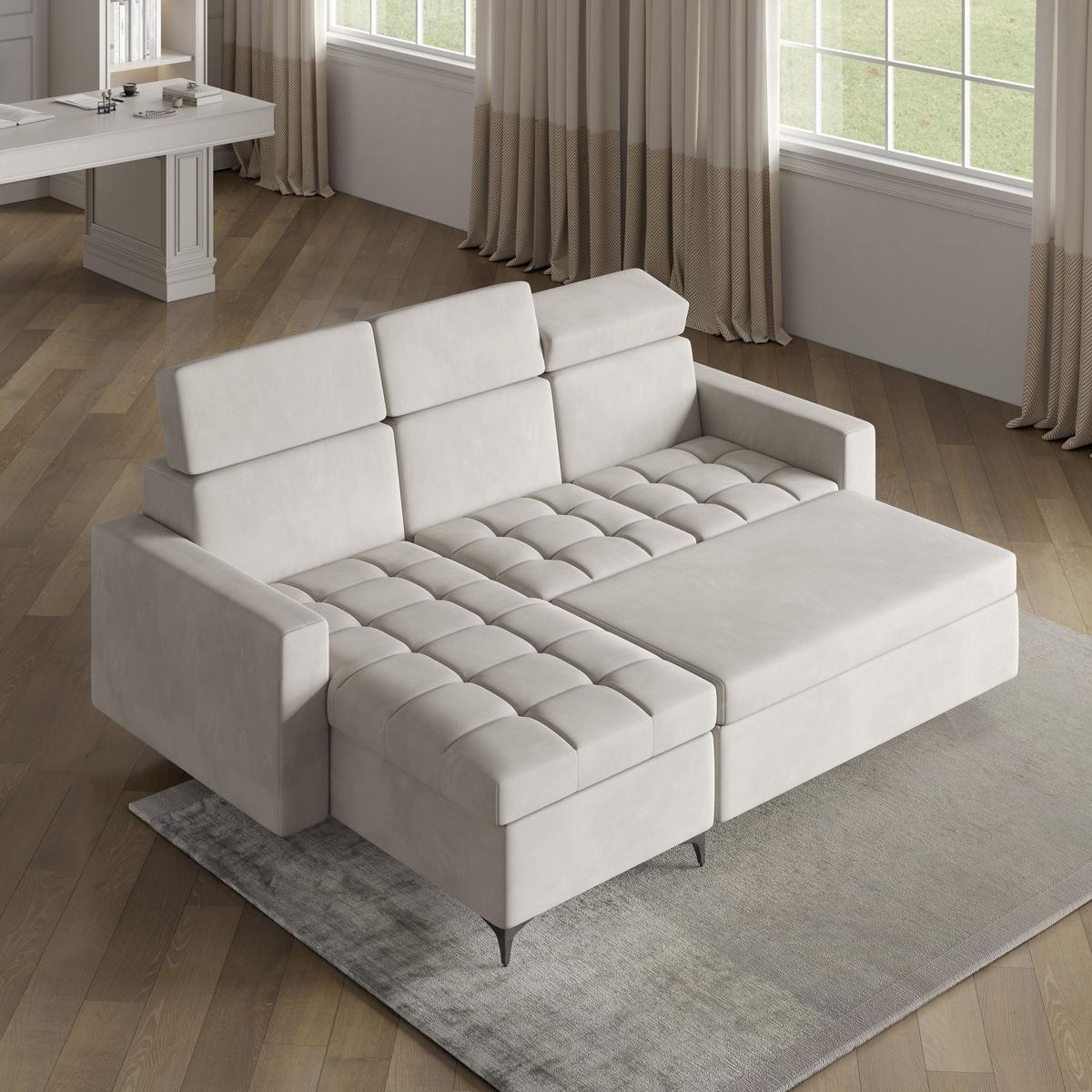 ECKSOFA KAME Gelb Plüsch-Stoff mit Schlaffunktion - Gelb/Schwarz, Holz/Textil (227/168cm) - MASSENO