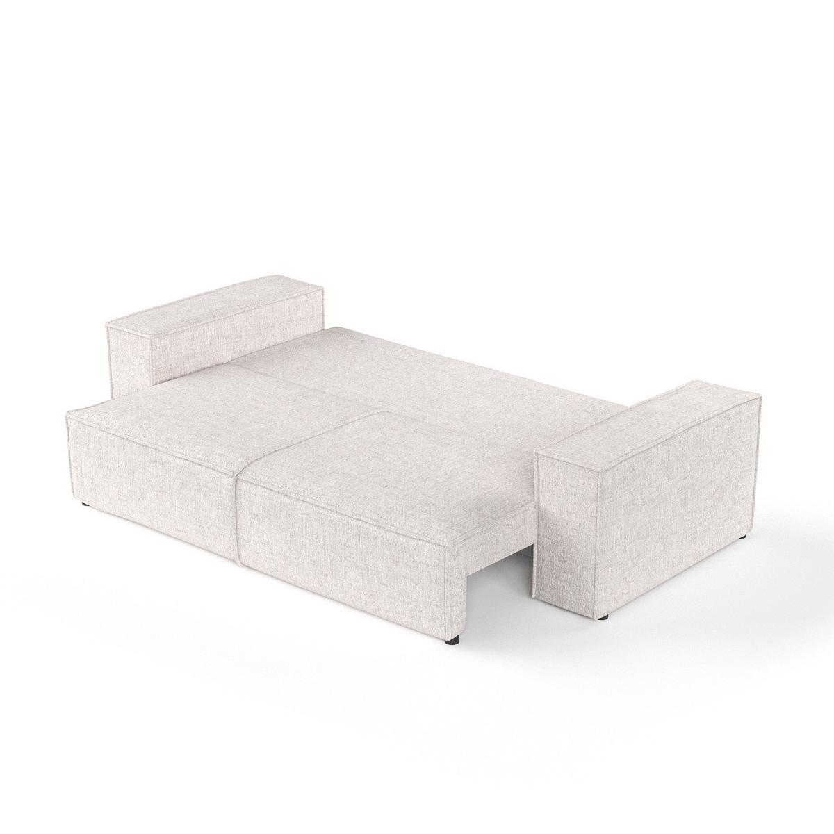 SOFA RESSO mit Schlaffunktion Hellbeige im Neve Stoff - Sandfarben/Schwarz, Holz/Holzwerkstoff (255/70/105cm) - AltaBeds
