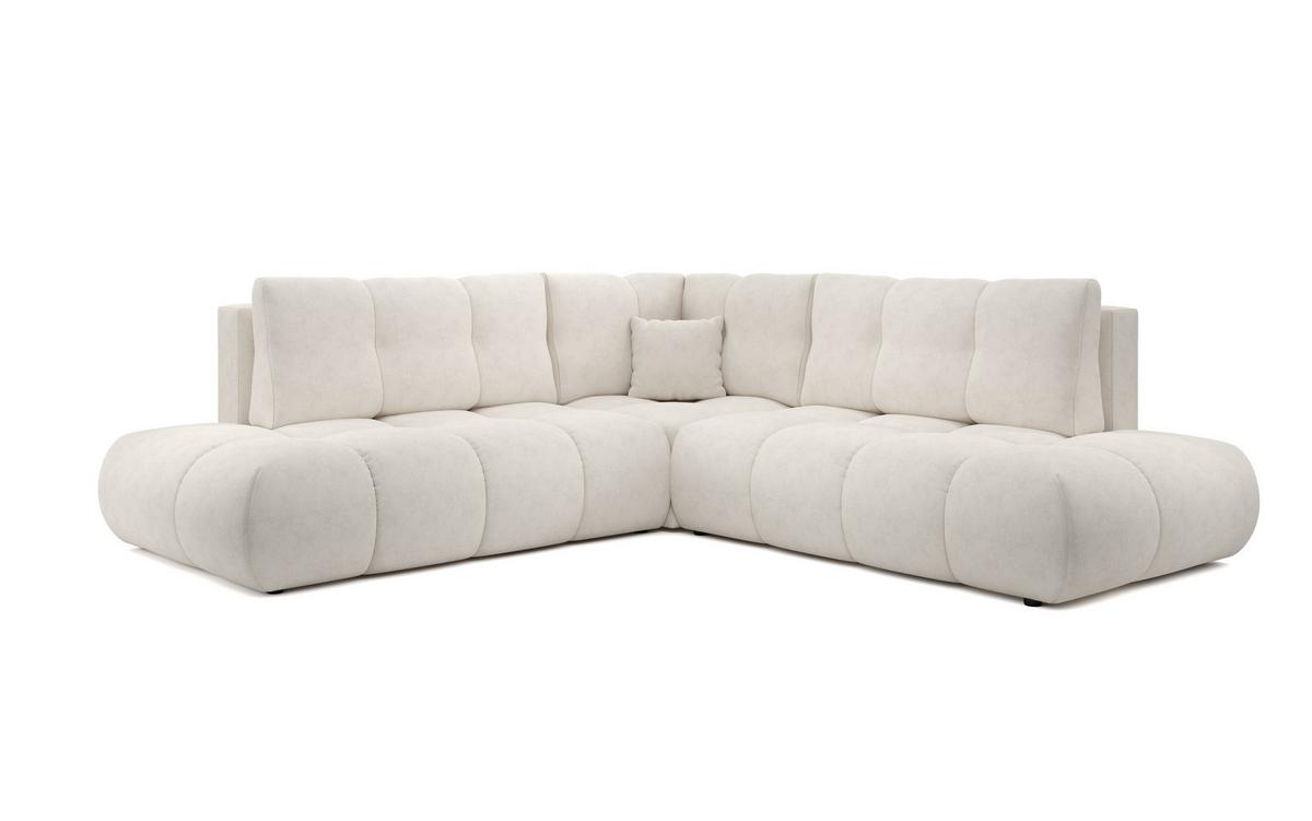 ECKSOFA DUCA II R-S Grau Chenille mit Schlaffunktion - Creme, Holz (266.5/266.5cm) - MASSENO