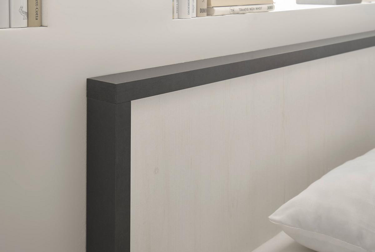 BETT weiß Pinie, anthrazit Landhaus, Einzelbett Liegefläche 90 x 200 cm - Anthrazit/Weiß, Holzwerkstoff (90/200cm) - Furn.Design