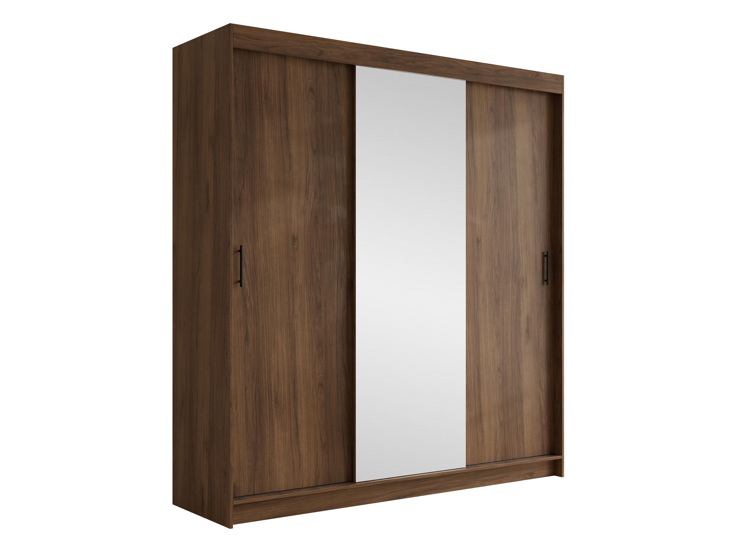 SCHIEBETÜRENSCHRANK Infinity II 200 - Nussbaumfarben/Schwarz, Holzwerkstoff/Kunststoff (200/200/58cm) - MIRJAN24