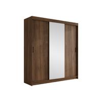 SCHIEBETÜRENSCHRANK Infinity II 200 - Nussbaumfarben/Schwarz, Holzwerkstoff/Kunststoff (200/200/58cm) - MIRJAN24
