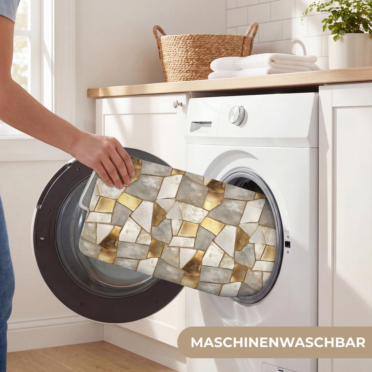 BADEMATTE Mosaik - Marmor - Gold 60x40 cm - Champagner, Textil (60/40cm) - OnlyWow