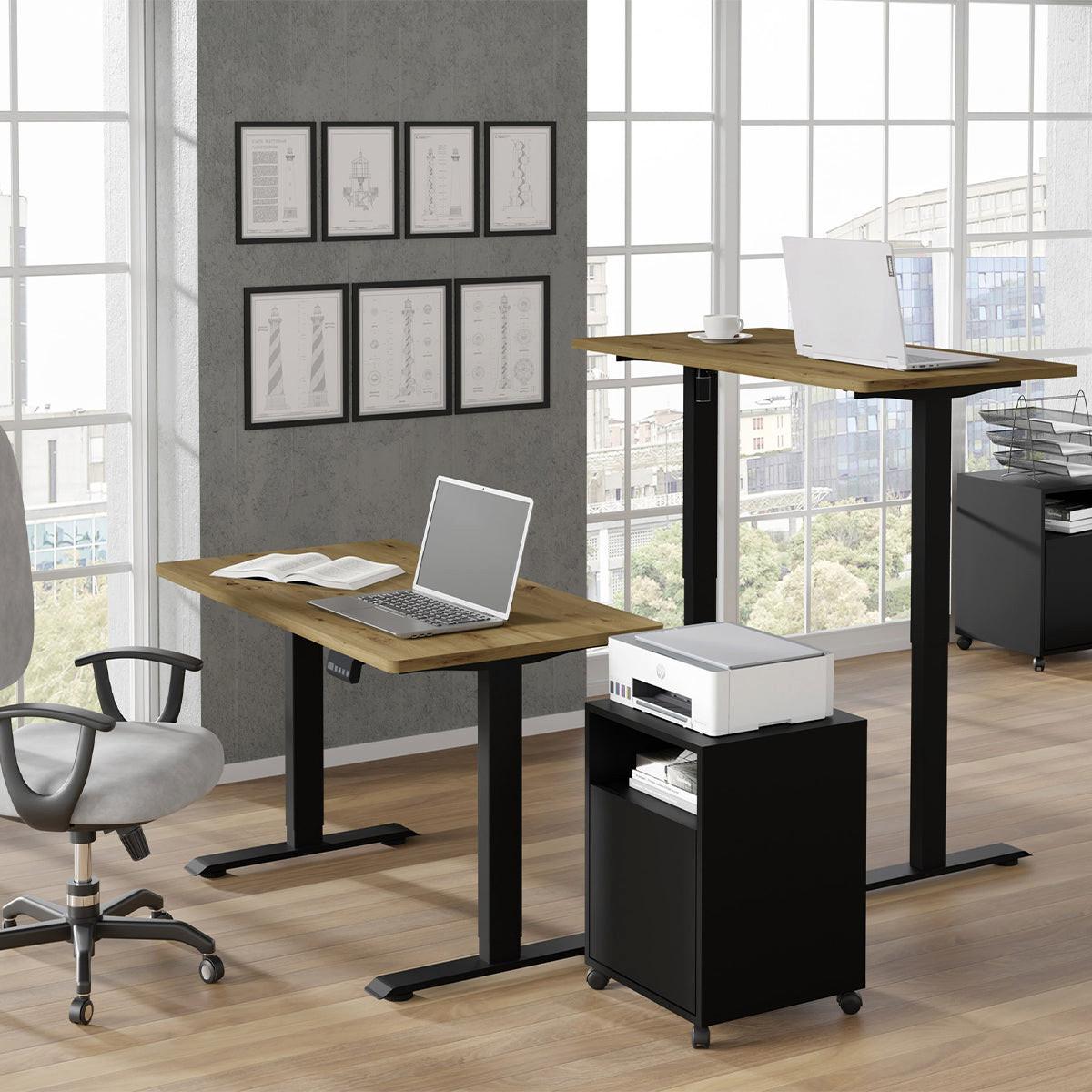 SCHREIBTISCH Ergo Holz und Schwarz - Braun, Holzwerkstoff (120/65/73cm) - Petits-meubles