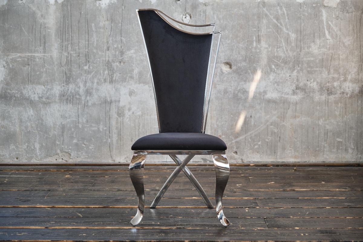ESSZIMMERSTUHL AMALIA Schwarz Velvet - Schwarz, Textil (50/116/55cm) - KAWOLA