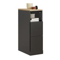 NACHTTISCH schmal mit 2 Schubladen, 20x35x60cm Schwarz - Ahornfarben, Fell (35/60/20cm) - SoBuy