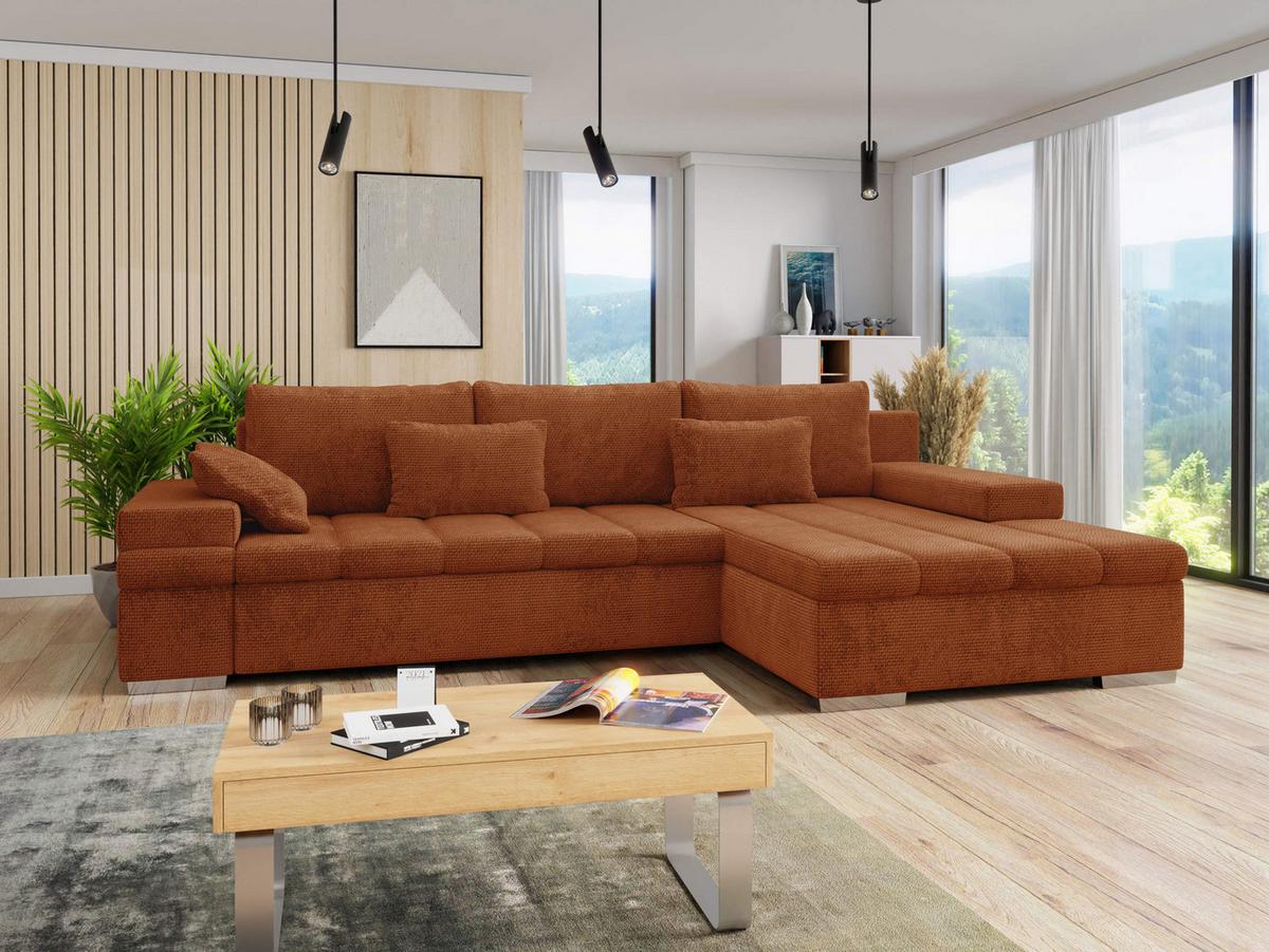 ECKSOFA Bangkok, Seite: Rechts - Silberfarben/Bronzefarben, Holz/Textil (310/175cm) - MIRJAN24