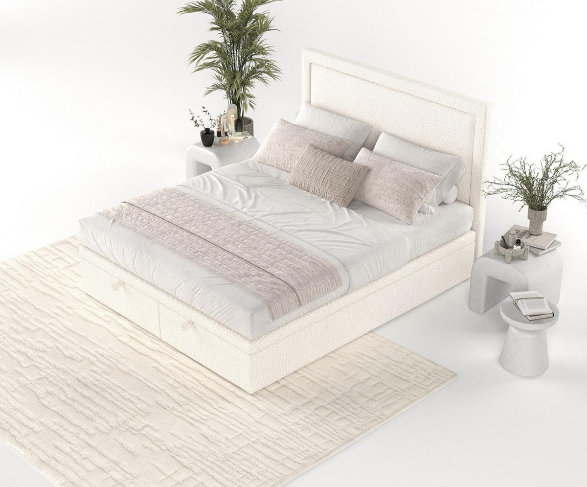 POLSTERBETT Salma mit Stauraum 140/200 cm Creme im Alta Stoff - Creme/Schwarz, Holz/Holzwerkstoff (140/200cm) - AltaBeds