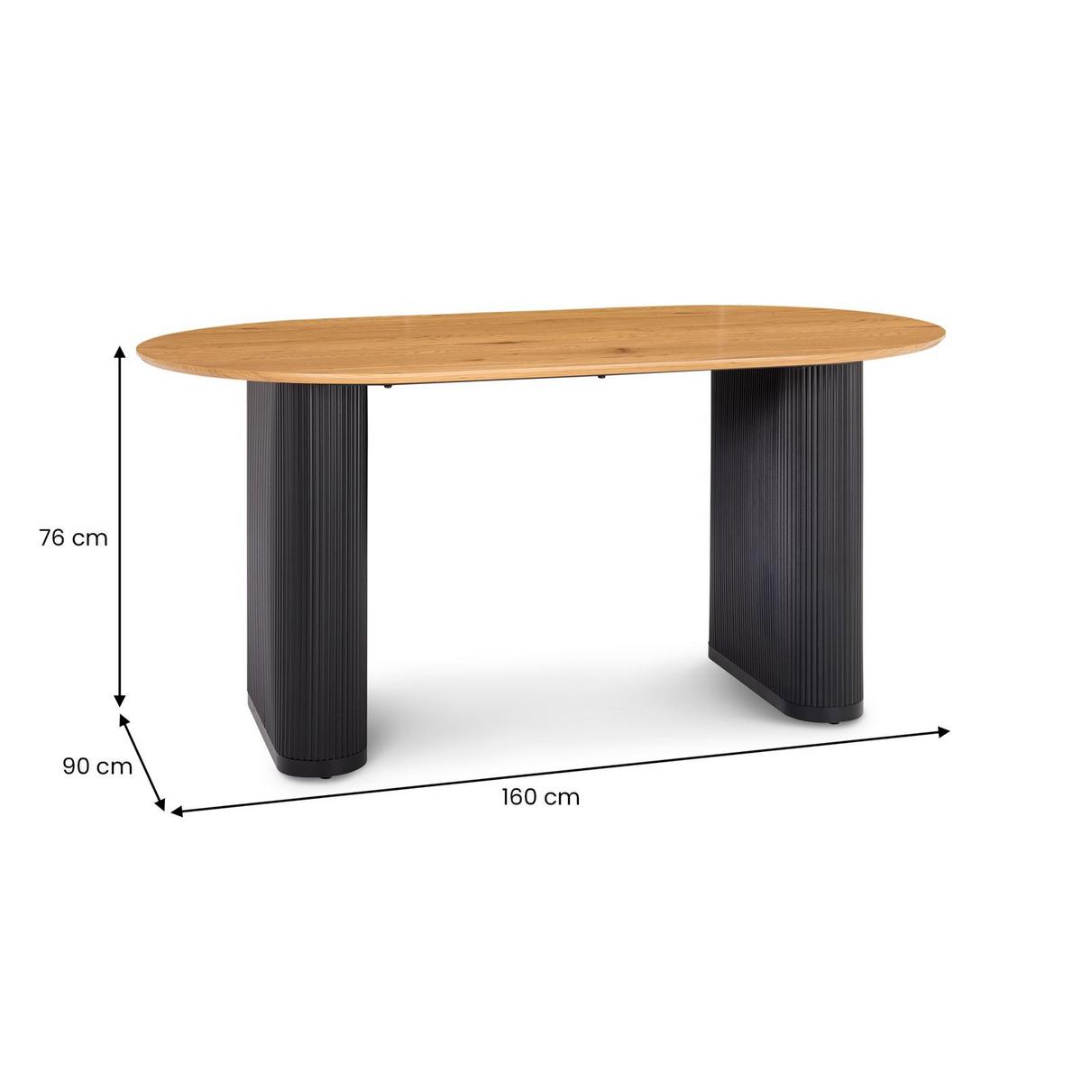ESSTISCH MAXIM Eiche - Eichefarben, Metall (90/160/75cm) - IDIMEX