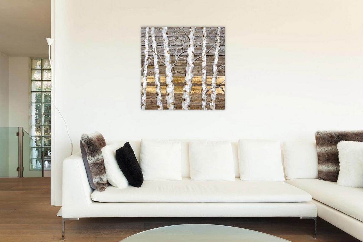 ACRYLBILD HANDGEMALT 80/80 cm - Beige/Goldfarben, Holz/Textil (80/80cm) - KUNSTLOFT