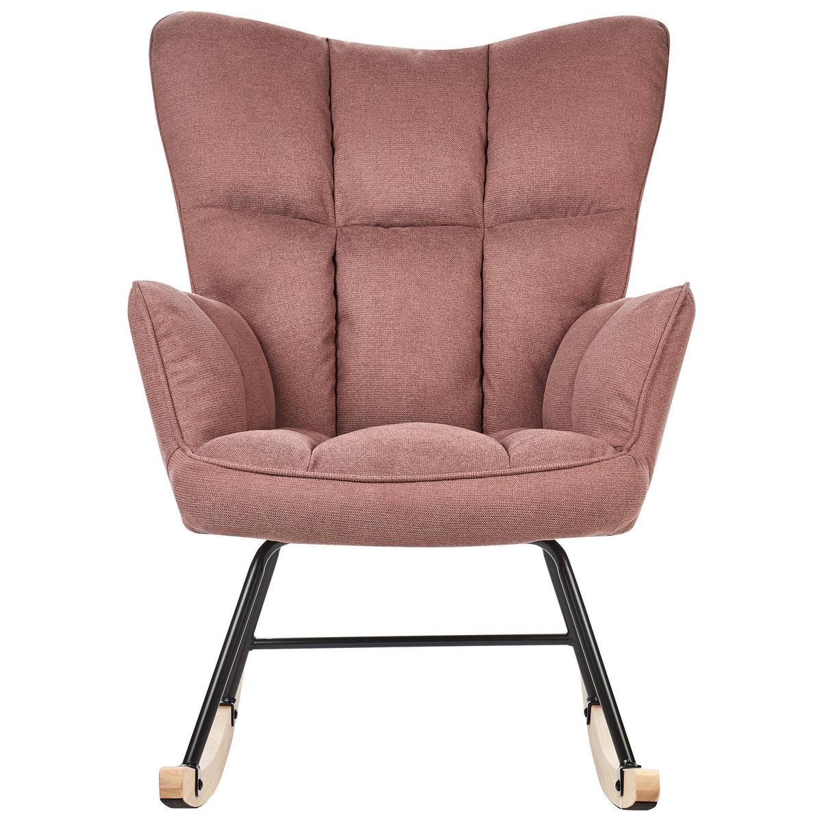 SCHAUKELSESSEL Rosa Oulu - Hellbraun/Pink, Textil (71/104/83cm) - Beliani