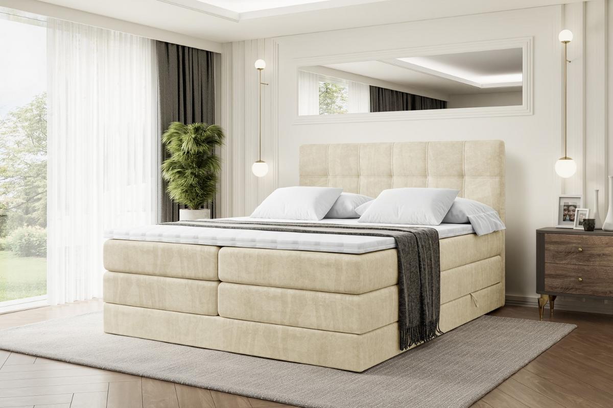 BOXSPRINGBETT MARCE KING - 120x200 - H3/H4 - Beige - Beige, Holzwerkstoff (120/200cm) - ALTDECOR