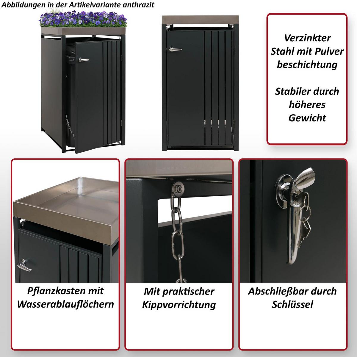 1ER-MÜLLTONNENVERKLEIDUNG Anthrazit, Dunkelbraun - Anthrazit/Dunkelbraun, Metall (68/125/84cm) - MCW