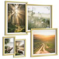 BILDER SET 5er Set - 50x50 cm & 20x30 cm & 40x60 cm Goldrahmen - Gemalte Zitruslandschaften - Goldfarben, Kunststoff (40/60cm) - TULUP