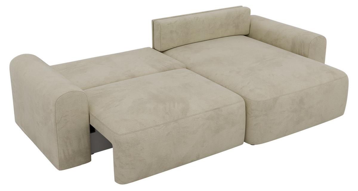 ECKSOFA NEKSON L - Beige Velvet - Beige/Schwarz, Kunststoff/Textil (274/152cm) - MKS