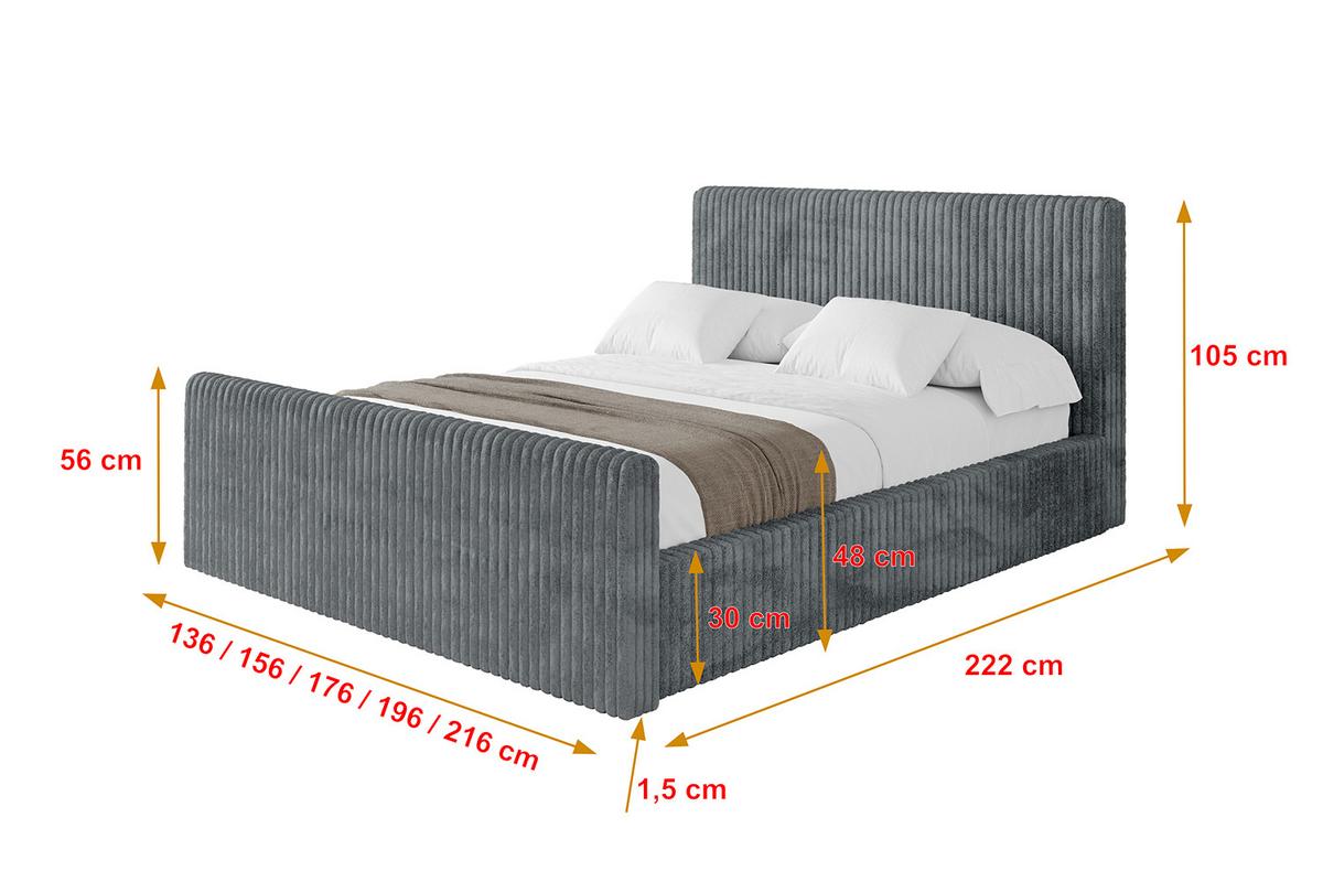 POLSTERBETT mit Bettkasten, Fußteil und Lattenrost, Boxbett mit Matratze H3/H4 - ALOVA-Z-V1 120x200 Dunkelgrau - Dunkelgrau, Holzwerkstoff/Textil (120/200cm) - ALTDECOR