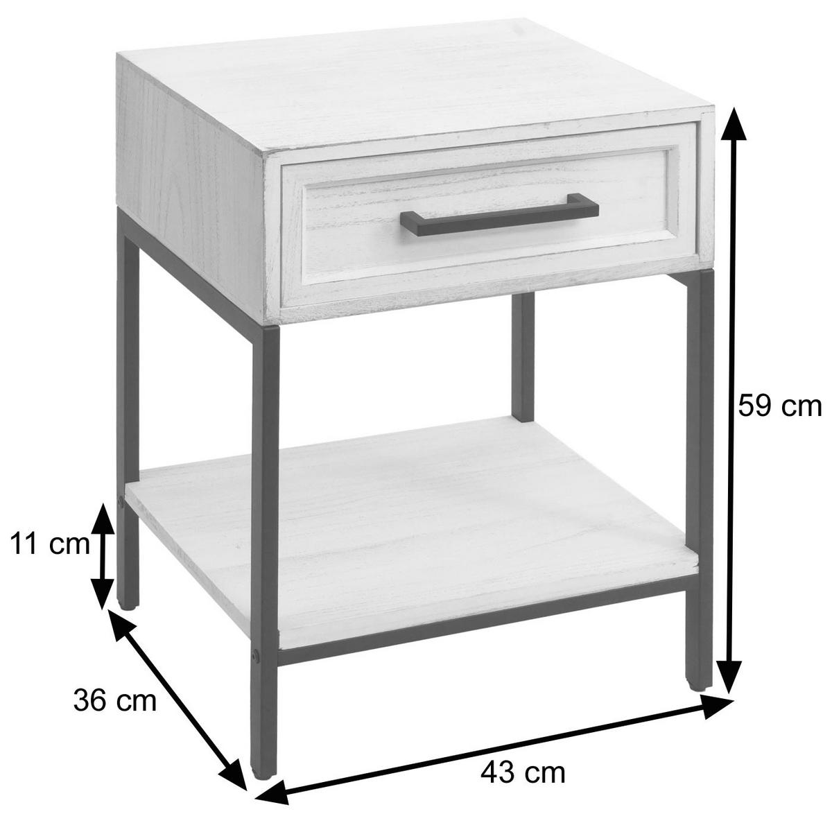 NACHTTISCH rechteckig Weiß - Weiß, Holz (43/59/36cm) - MCW