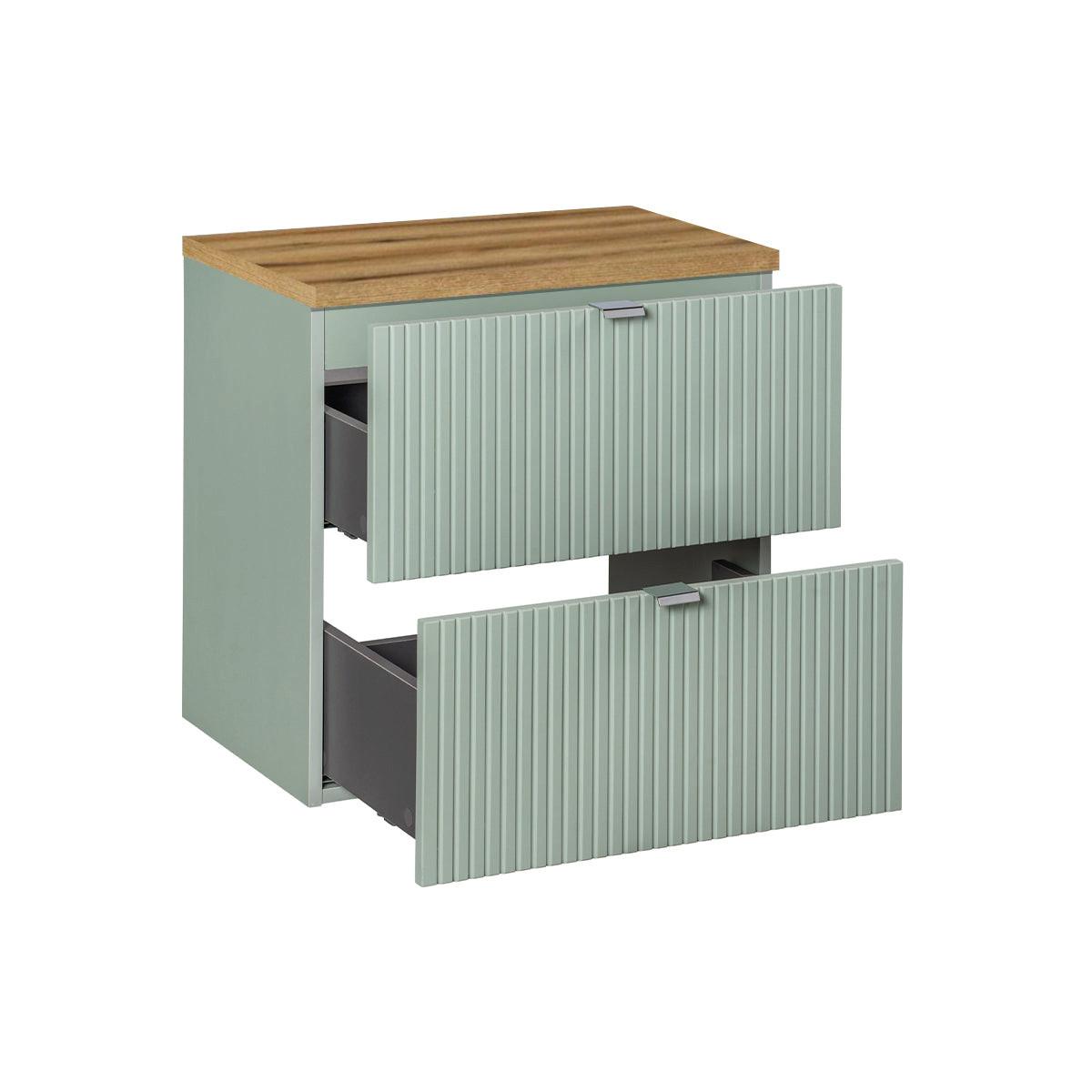 WASCHTISCHUNTERSCHRANK 60.4cm Jade Grün und Holz - Grün, Holzwerkstoff (60.4/59/40cm) - Petits-meubles