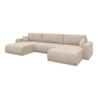 WOHNLANDSCHAFT mit Schlaffunktion und Bettkasten BERY-U 377x193x88 Beige Velours - Schwarz/Sahara, Holzwerkstoff/Kunststoff (377/88/193cm) - ALTDECOR