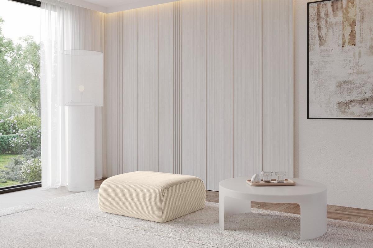 POUF MIRA-PUF 91x89x40 Beige cm Cord Modular Sitzhocker - Sandfarben/Beige, Holzwerkstoff/Kunststoff (91/40/89cm) - ALTDECOR