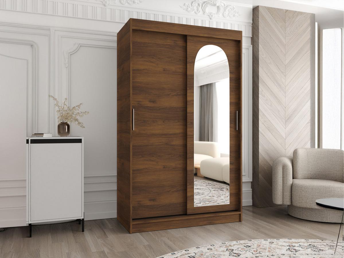 SCHWEBETÜRENSCHRANK Selfie 120 cm - Silberfarben/Nussbaumfarben, Holzwerkstoff/Kunststoff (120/200/62cm) - MIRJAN24