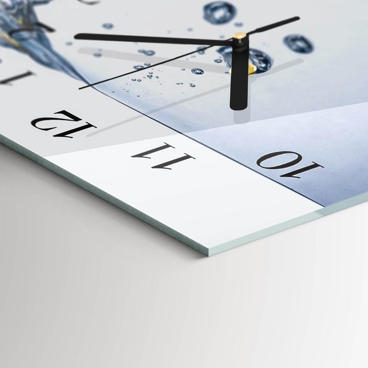 WANDUHR aus Glas 60x30 cm - Zitrone im Wasser - Blau, Glas (60/30/0.4cm) - TULUP