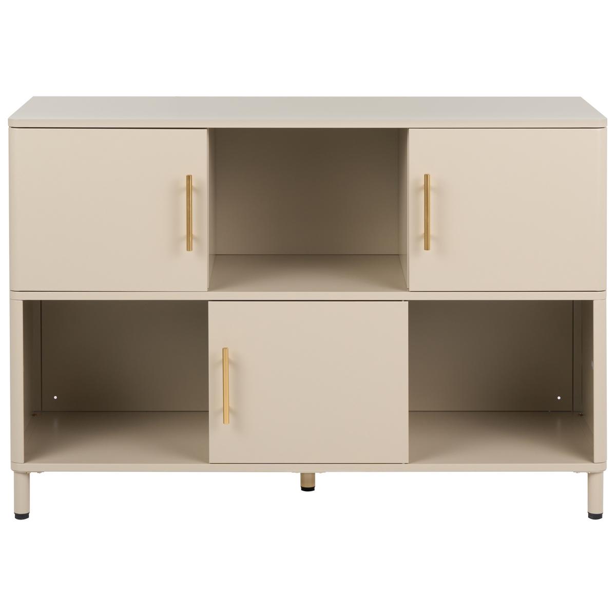 SIDEBOARD mit 3 Türen Metall Beige Ombura - Beige, Metall (120/80/40cm) - Beliani