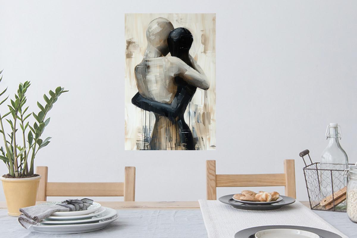 WANDTATTOO Abstrakt - Liebe - Schwarz und weiß - Modern Wandbild 40x60 cm - Schwarz, Kunststoff (40/60/0.1cm) - MuchoWow