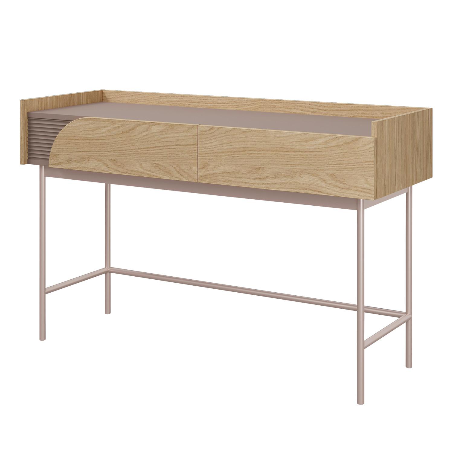 KONSOLENTISCH Camel mit 2 Schubladen und geriffeltem Detail, 120 cm, Frühlingseiche + Toffee - Eichefarben, Holzwerkstoff/Metall (42/122/80cm) - Beautysofa