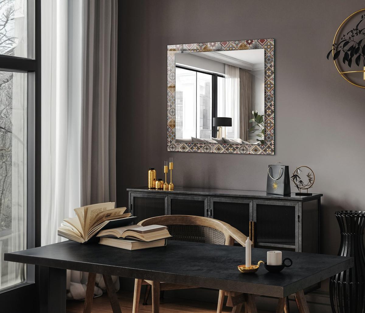 SPIEGEL 60 x 60 cm Rechteckig mit Aufdruck - Multicolor/Braun, Glas (60/60/0.4cm) - TULUP