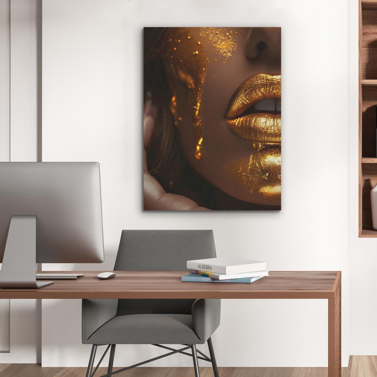 AKUSTIKBILD Frau - Gold - Luxus - Porträt Wandbilder 60x80 cm - Goldfarben, Kunststoff (60/80/0.9cm) - MuchoWow