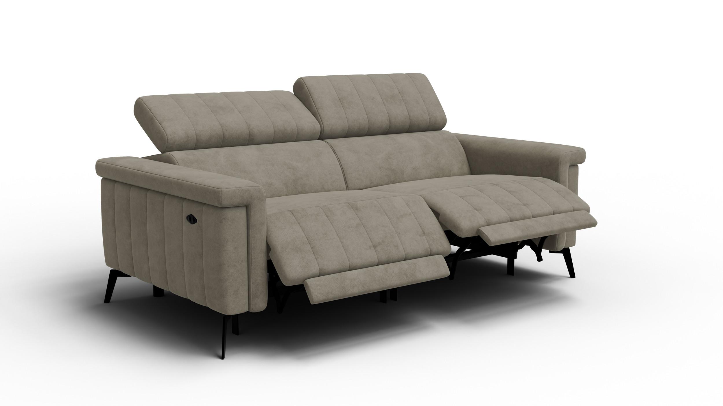 RELAXSOFA NORDEL 3-Sitzer, dunkles beige - Beige/Schwarz, Holz/Textil (194/80/105cm) - Wozimo