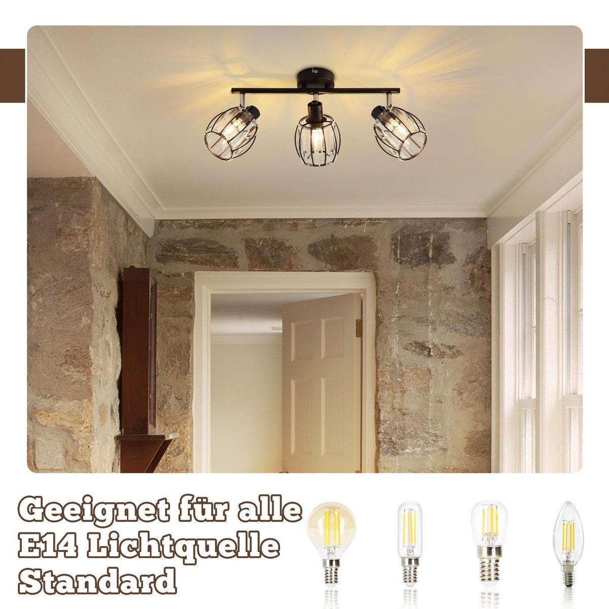 DECKENSTRAHLER Lewellen 3-flammig 40/16/21cm - Schwarz, Metall (40/16/21cm) - Nettlife