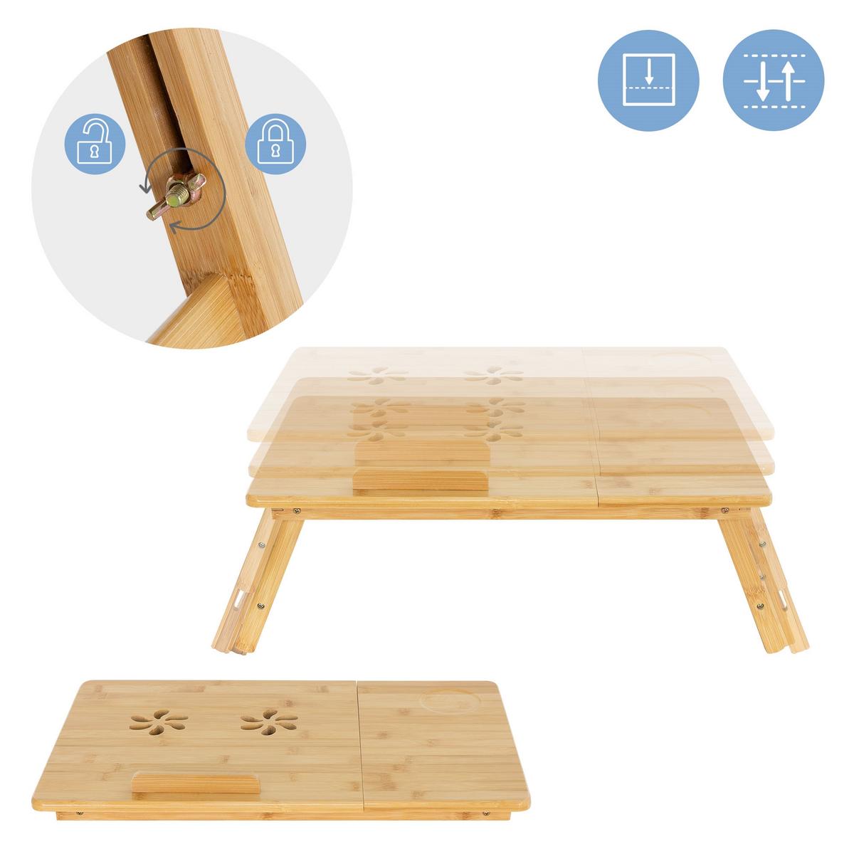 LAPTOPTISCH Natur aus Bambus höhenverstellbar & klappbar - Naturfarben, Holz (74/34.5/27cm) - ML-DESIGN