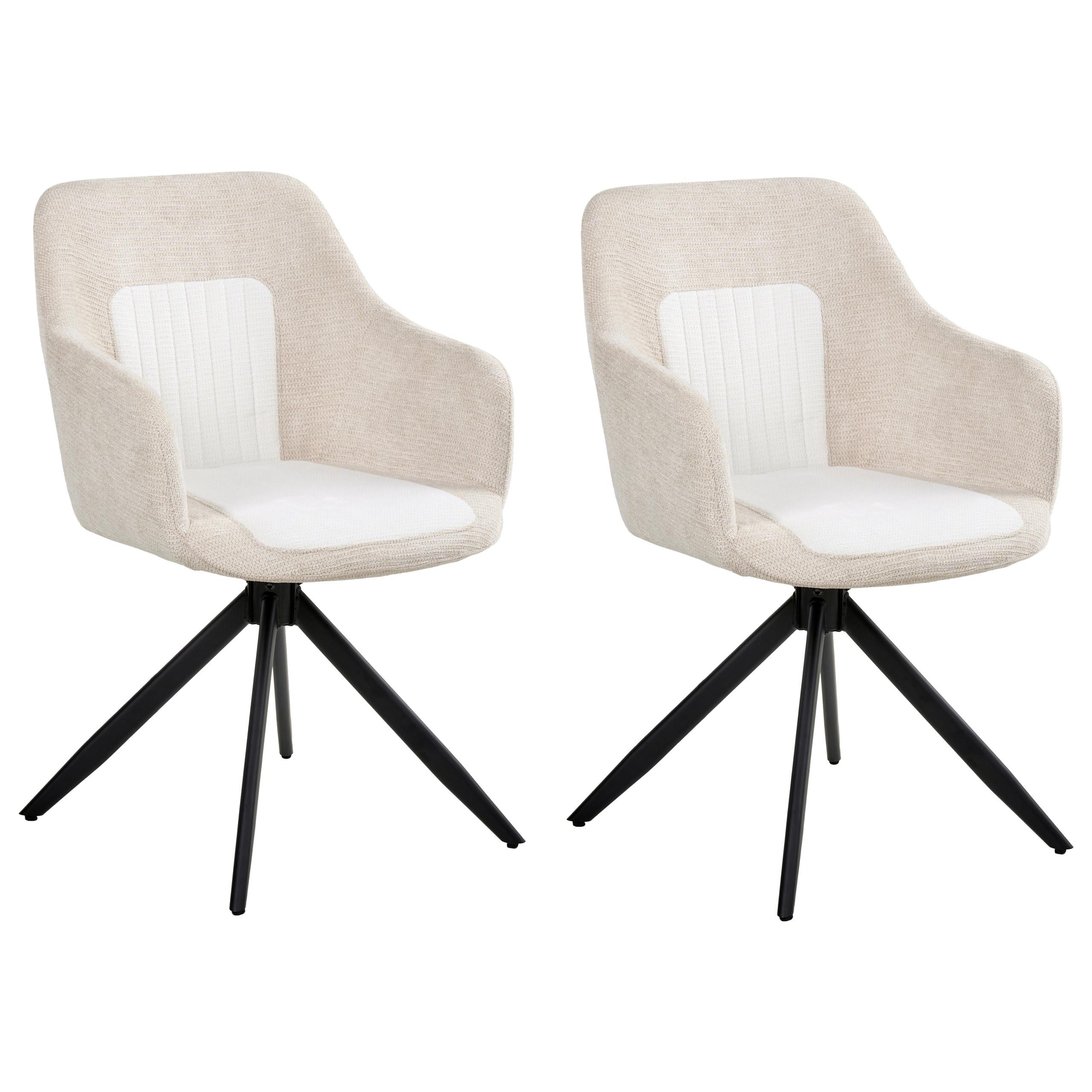 ESSZIMMERSTUHL 2er Set drehbar Stoff Hellbeige Likely - Beige, Textil (56/85/71cm) - Beliani