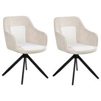 ESSZIMMERSTUHL 2er Set drehbar Stoff Hellbeige Likely - Beige, Textil (56/85/71cm) - Beliani