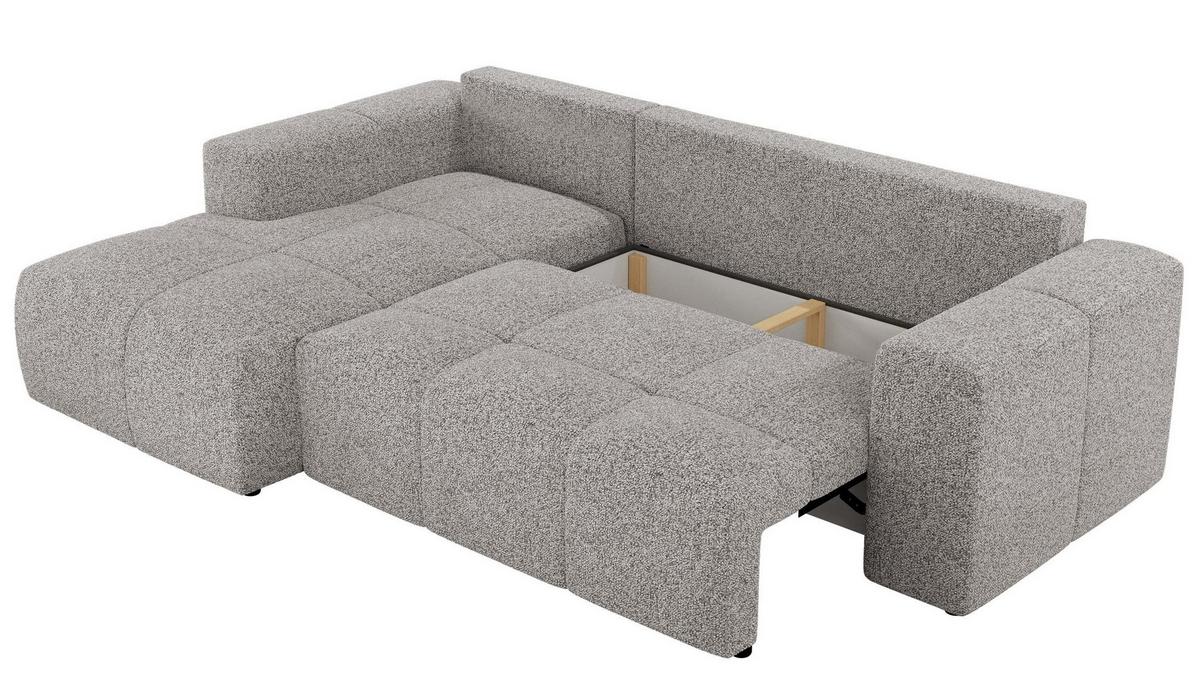 ECKSOFA MONIVA Hellgrau Strukture - Links - Hellgrau/Schwarz, Textil (164/266cm) - MKS