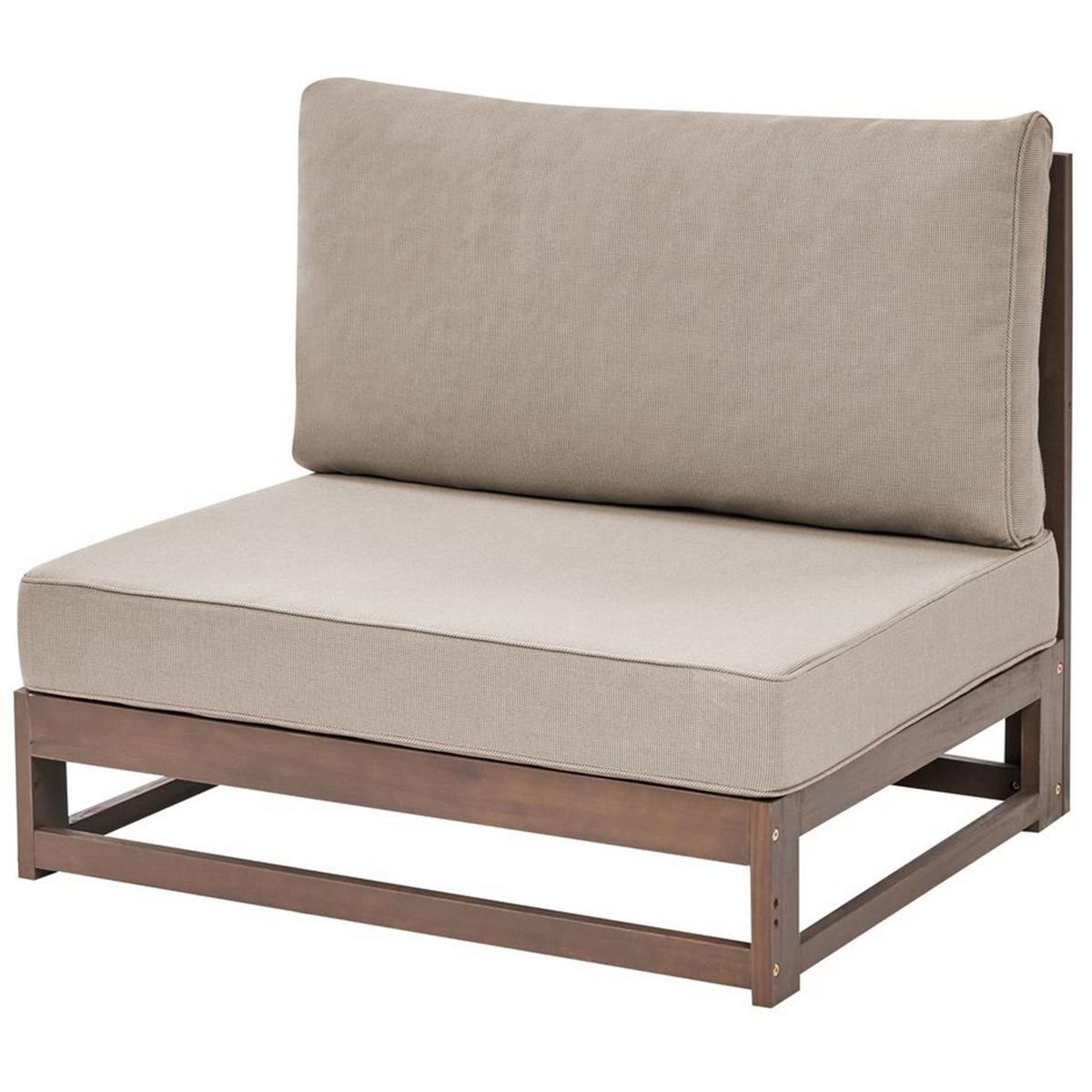 5-SITZER LOUNGE SET zertifiziertes Holz dunkelbraun Auflagen taupe Timor II - Taupe/Dunkelbraun, Holz - Beliani