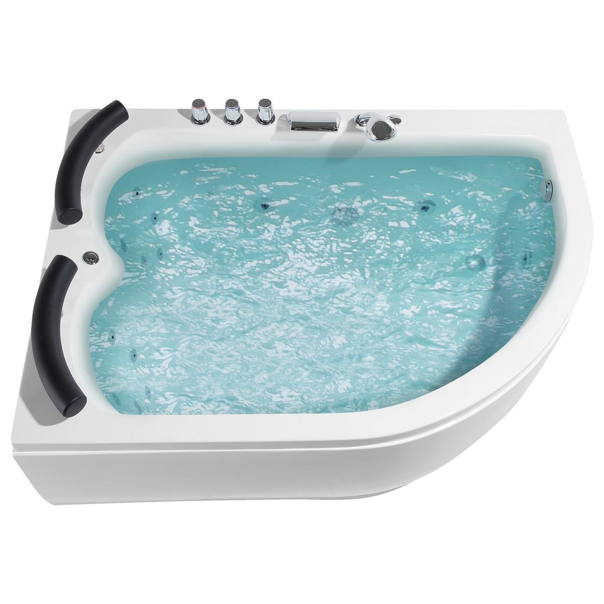 WHIRLPOOL-BADEWANNE mit LED 113x160x63 cm weiß Paradiso - Weiß, Kunststoff (113/63/160cm) - Beliani