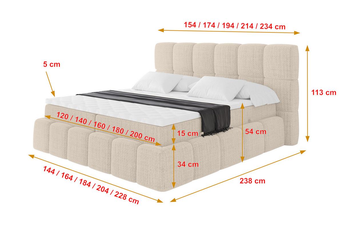 BOXBETT - AURI-H3 - 120x200 Beige Aragon - Ecru, Holzwerkstoff (120/200cm) - ALTDECOR