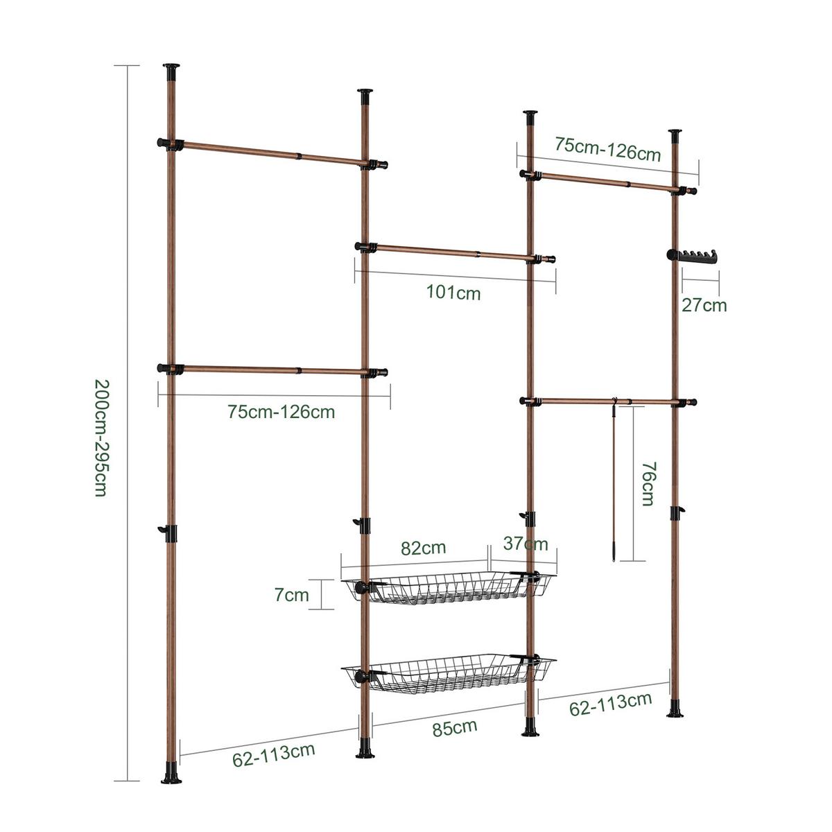 TELESKOP-KLEIDERSTÄNDER Braun - Braun, Kunststoff (311/295/37cm) - SoBuy