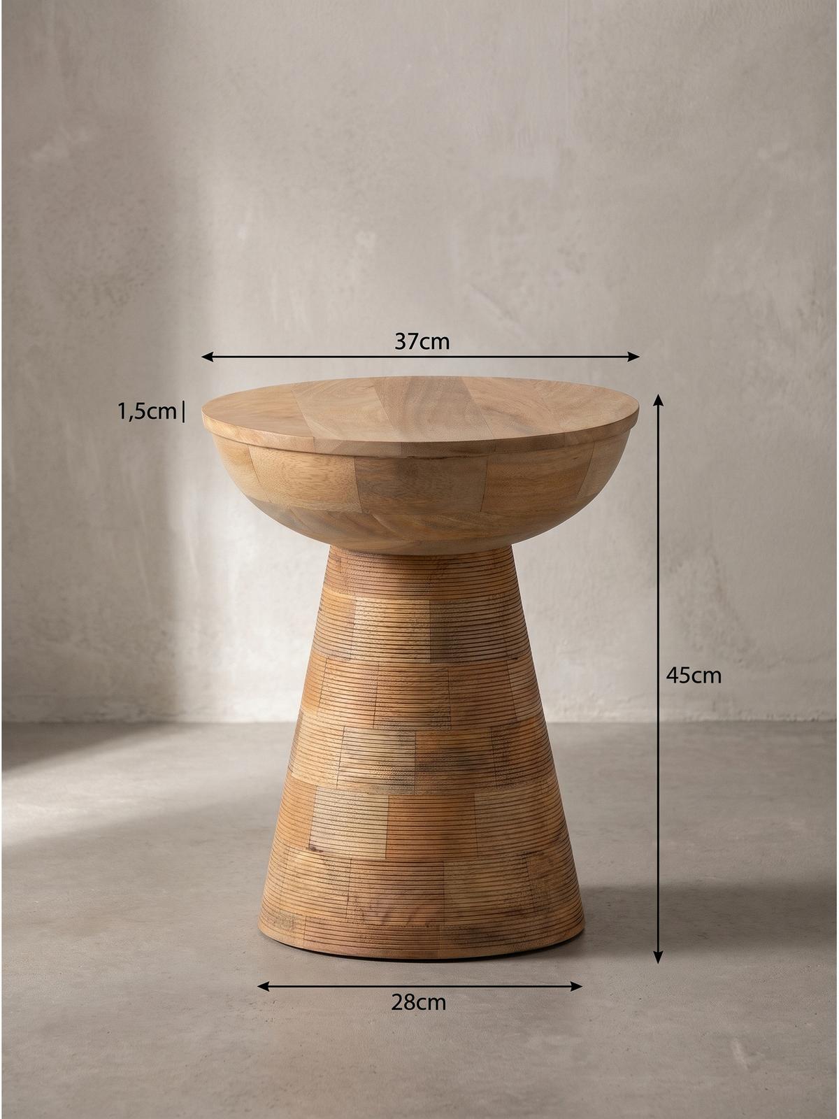 BEISTELLTISCH JELSA, Mango Massivholz, Ø 37 x 45 cm - Hellbraun/Braun, Holz (37/37/45cm) - KADIMA DESIGN