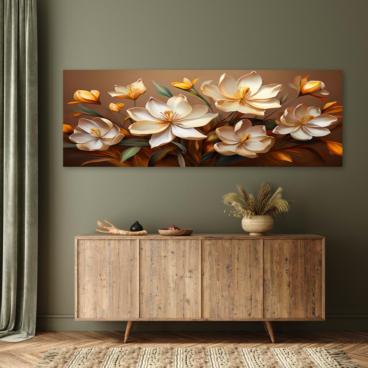 WANDBILD boho blumen blumenstrauß komposition - Braun, Textil (90/30cm) - Feeby